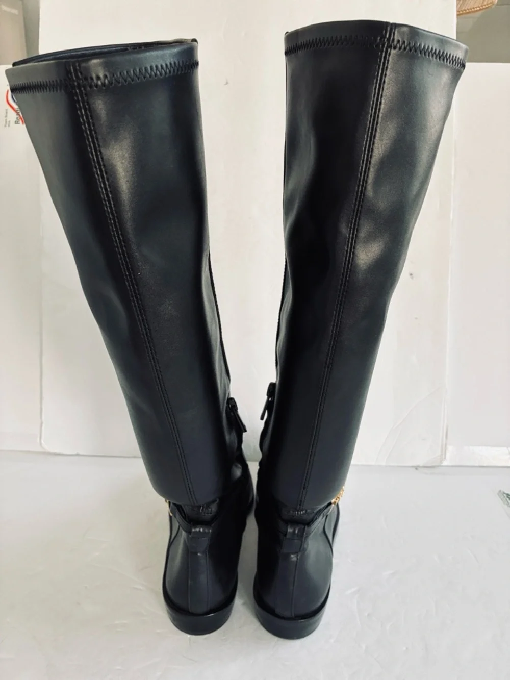 SAM EDELMAN $229 Clive Black Tall Leather Riding Boots Gold Accent Size 6.5 NEW - Picture 11 of 13